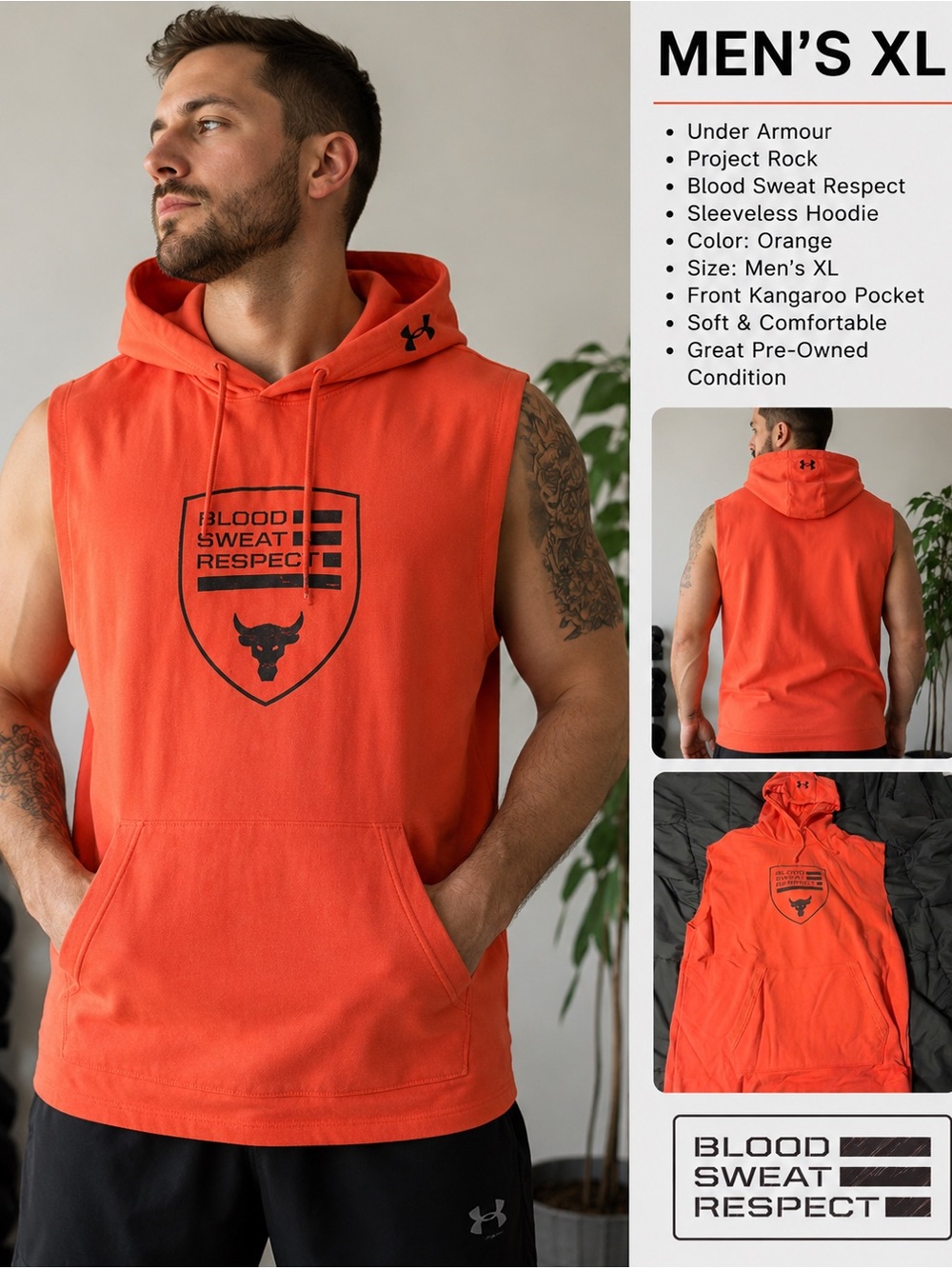 Men's Underarmour project rock Sleeveless XL Hoodie